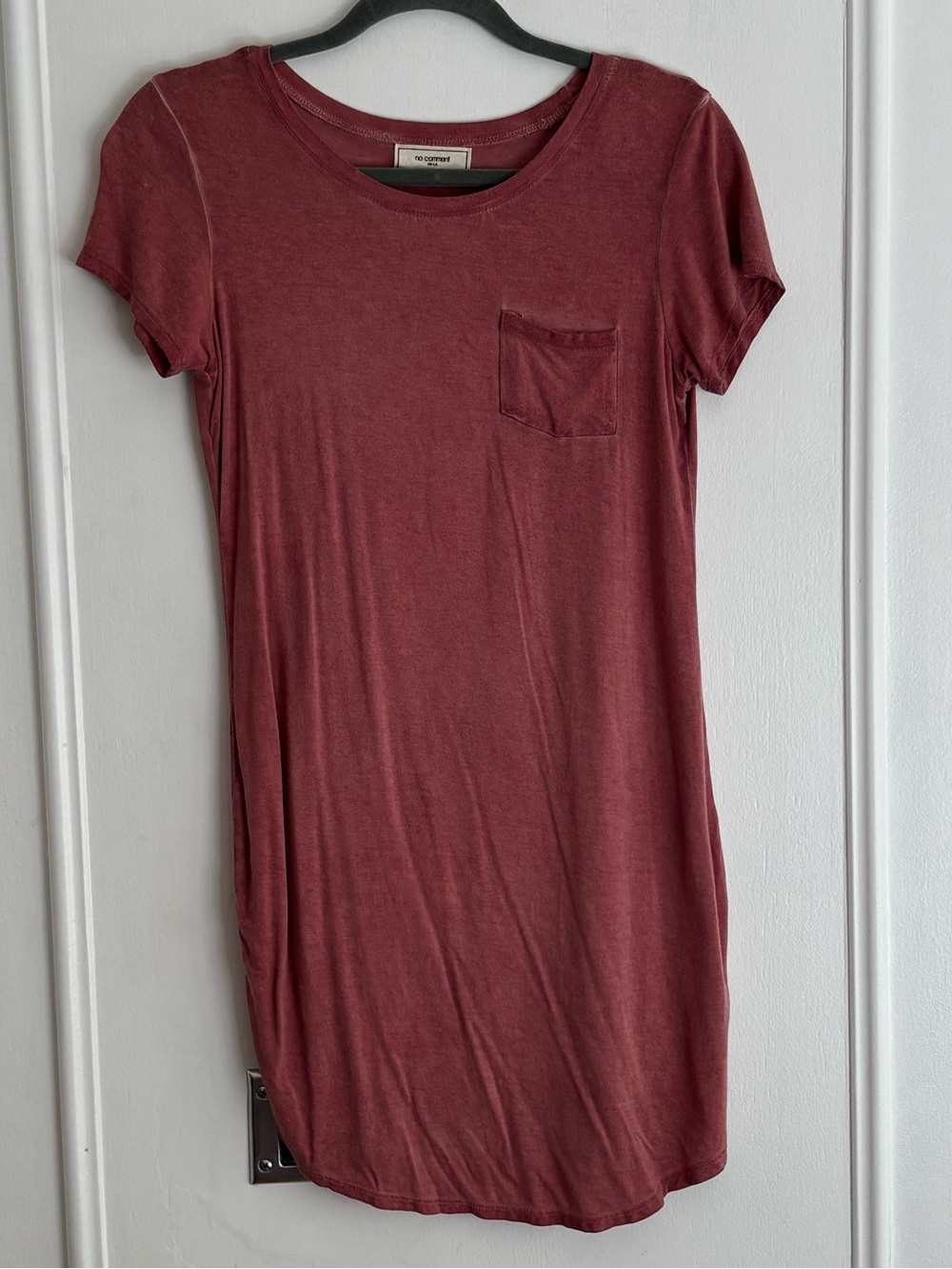Washed Burgundy Pocket T-Shirt Dress